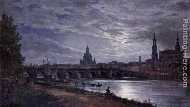 Johan Christian Clausen Dahl View of Dresden at Full Moon